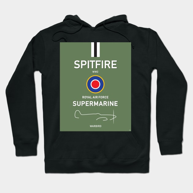 Spitfire Supermarine Great Britain UK London RAF WW2 Hoodie by PB Mary